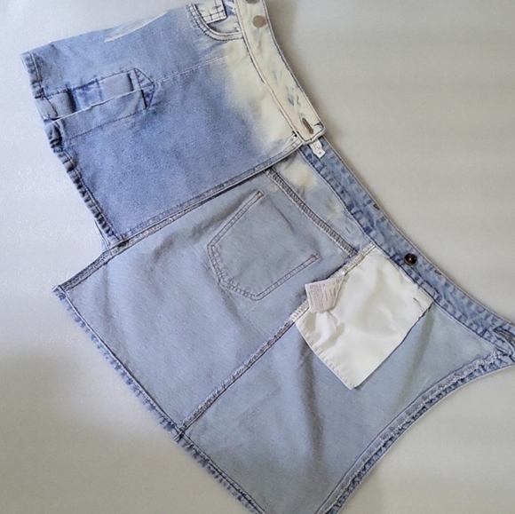 NWOT MacyMccoy (Australia) Wrap Style Assymetrical Denim Mini Skirt - Picture 6 of 12